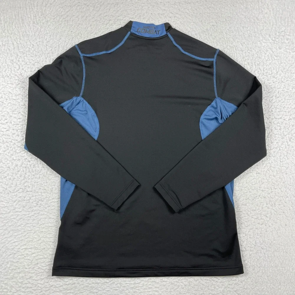 Nike Pro Combat Hyperwarm Shirt Mens XL Black Blue Dri-FIT Long Sleeve Training